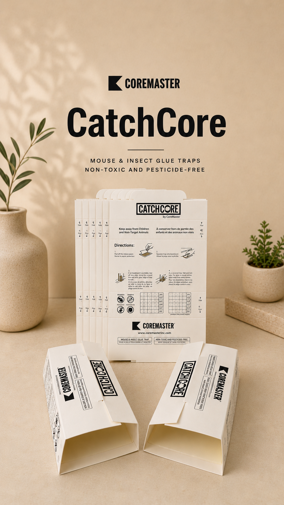 CatchCore Mouse & Insect Glue Traps for Indoor Pest Control