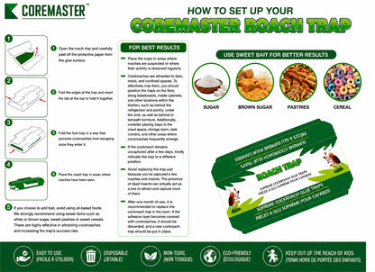 Coremaster Cockroach Traps with Adhesive & Grain Attractant - 12 Pack