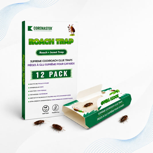 Coremaster Cockroach Traps with Adhesive & Grain Attractant - 12 Pack