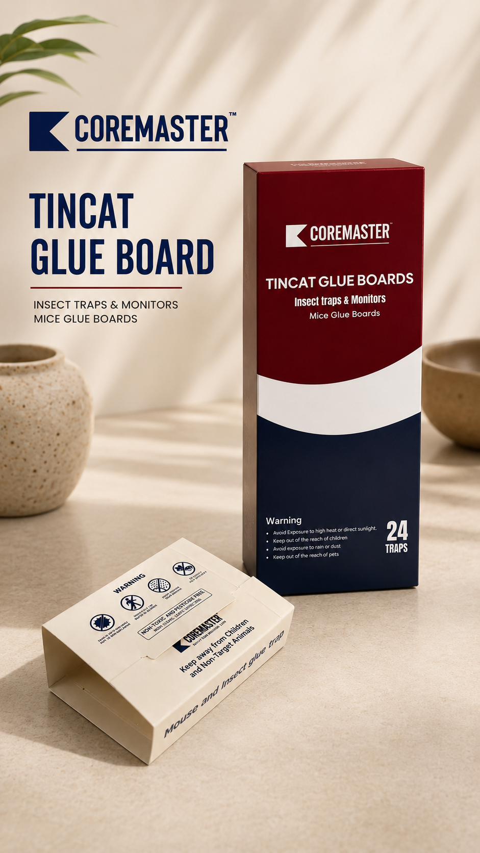 Coremaster Tin Cat Glue Boards for Mouse & Insect Monitoring